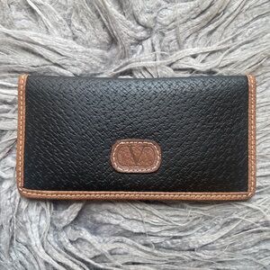 UNUSED Valentino Garavani Card Holder with Brown Trim and Embossed Logo
